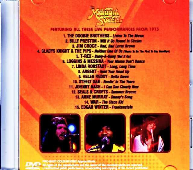 Various Artists Doobie Brothers,T-Rex,Linda Ronstadt,Steely Dan,Edgar Winter,War,Jim Croce/Midnight Special 1973 Jewel Version