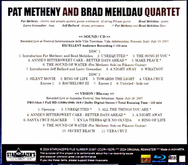 Pat Metheny Brad Mehldau Pat Metheny Brad Mehldau/Italy 2007 & more