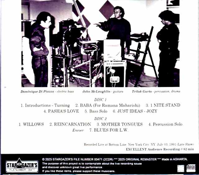 John McLaughlin Trio John McLaughlin/NY,USA 1991 Late Show Complete
