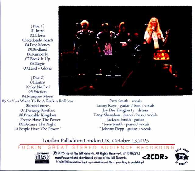 Patti Smith and Her Band Patti Smith/London,UK 10.13.2025 Complete