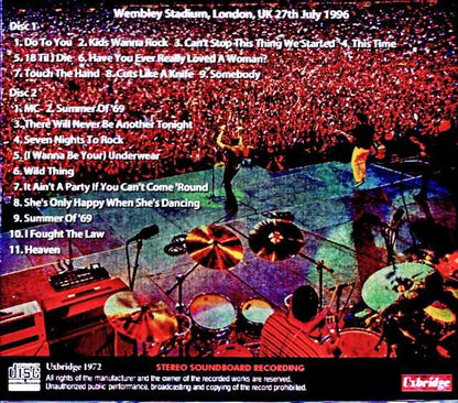 Bryan Adams / London, UK 07.27.1996 Soundboard Edition