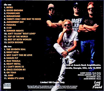 Sammy Hager Joe Satriani Sammy Hager Joe Satriani/GA,USA 2024 Complete