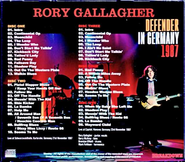Rory Gallagher/Germany 1987 2Days Complete