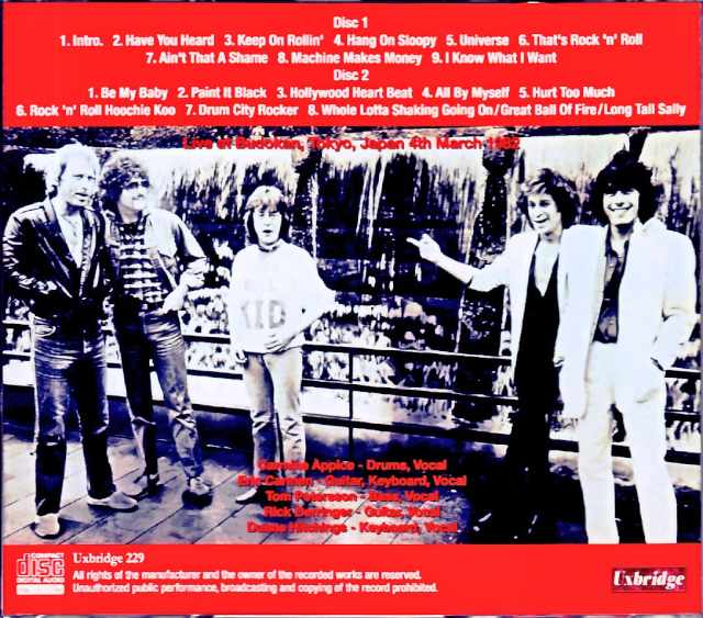 Carmine Appice Eric Carmen, Rick Derringer Carmine Appice Eric Carmen/Tokyo,Japan 1982 Complete