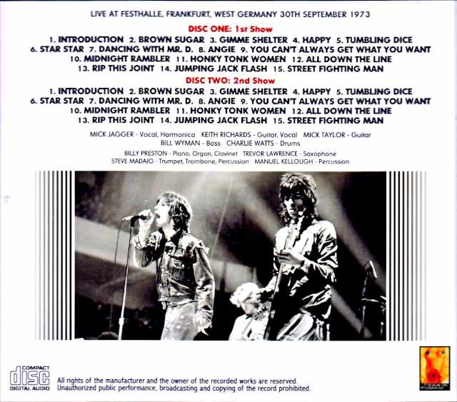 Rolling Stones/West Germany 1973 2 Shows Complete