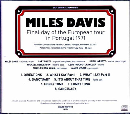 Miles Davis Keith Jarrett Miles Davis Keith Jarrett/Portugal 1971 Upgrade