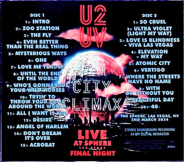 U2 U2/NV,USA 3.2.2024 Complete soundboard Edition