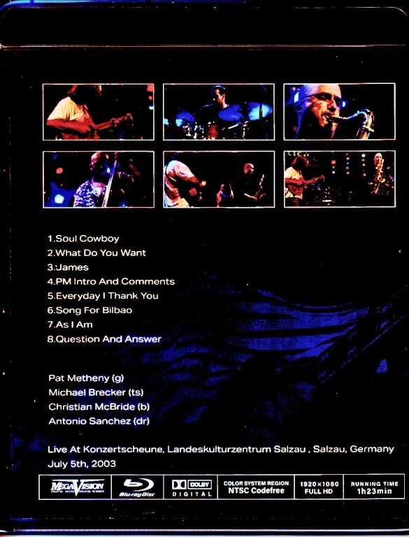 Pat Metheny Quartet Michael Brecker Pat Metheny Michael Brecker/Germany 2003 Broadcast Edition Blu-Ray Version