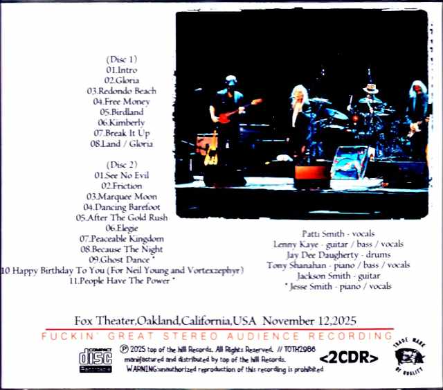 Patti Smith and Her Band Patti Smith/CA,USA 11.12.2025 Complete