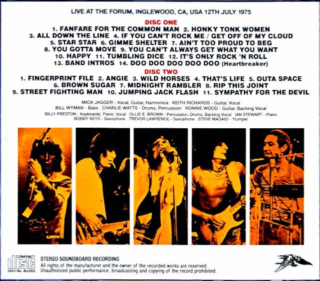 Rolling Stones/CA,USA 7.12.1975 Soundboard Edition