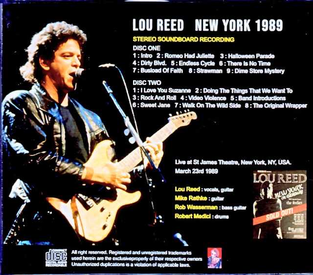 Lou Reed/NY,USA 03.23.1989 Complete Soundboard Edition