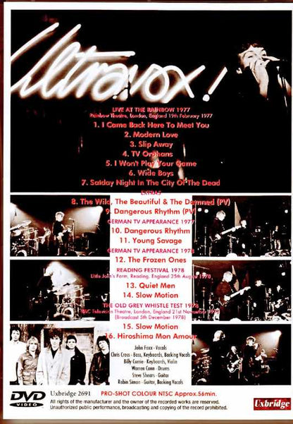 Ultravox John Foxx Ultravox/Complete Live Documentary 1977-1978