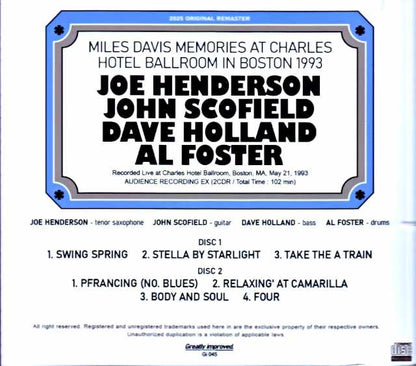 Joe Henderson John Scofield, Dave Holland, Al Foster Joe Henderson John Scofield/MA,USA 1993 Complete