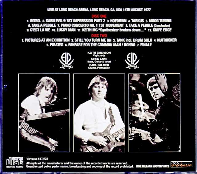 Emerson,Lake and Palmer Emerson,Lake and Palmer/CA,USA 8.14.1977 Complete Mike Millard Master Tapes