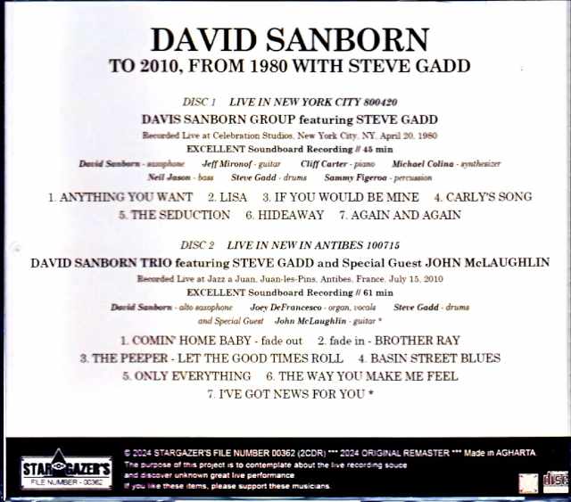 David Sanborn Steve Gadd David Sanborn Steve Gadd/NY,USA 1980 & more