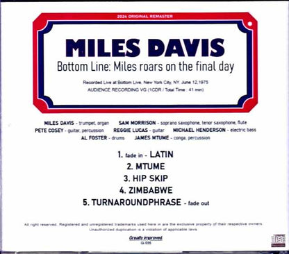 Miles Davis Sam Morrison Miles Davis/NY,USA 6.12.1975