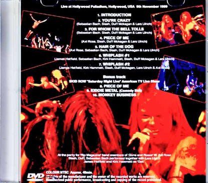 Various Artists Skid Row,Guns N' Roses Metallica Slash,Sebastian Bach,Axl Rose/CA,USA 1990 Jewel Version
