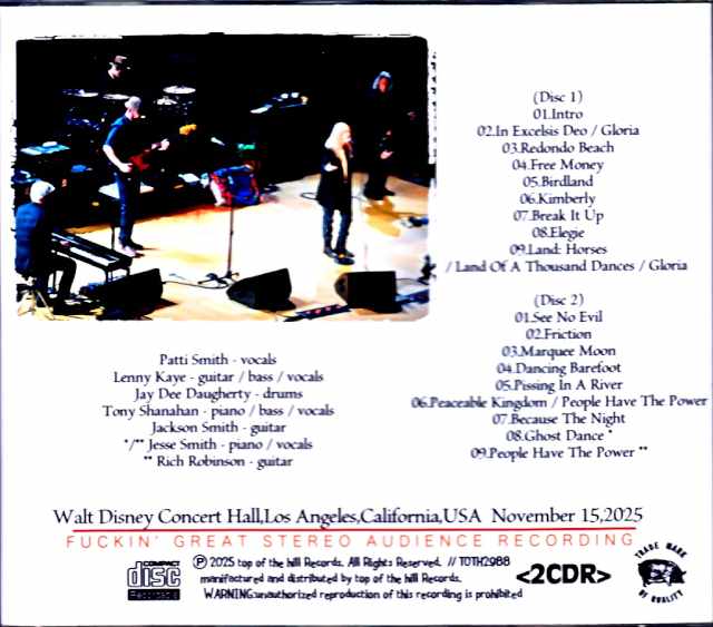 Patti Smith and Her Band Patti Smith/CA,USA 11.15.2025 Complete