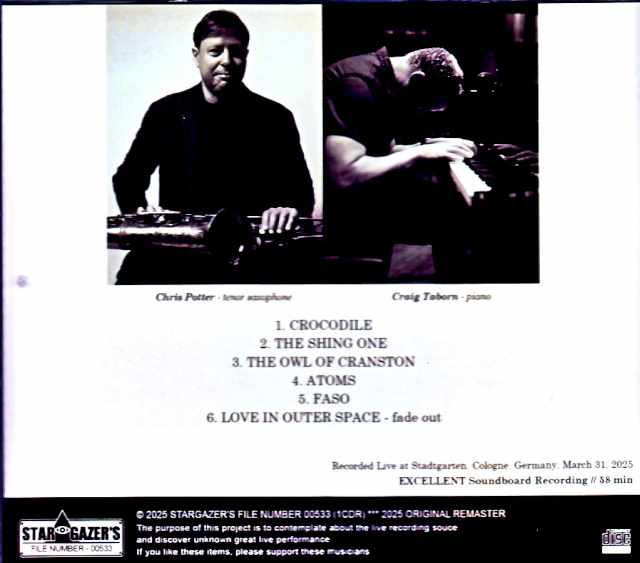 Chris Potter Craig Taborn/Germany 2025 FM Broadcast Edition