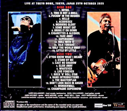 Oasis / Tokyo, Japan 10.25.2025 Complete Stand Seat Near Speaker Rec Edition