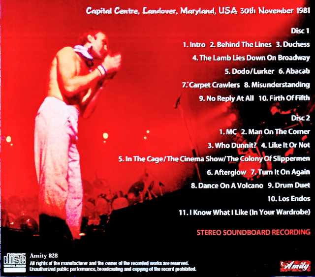 Genesis/MD,USA 11.30.1981 Complete Soundboard Edition