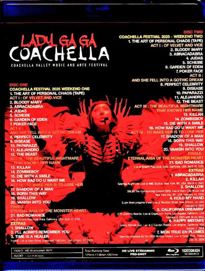 Lady Gaga / CA, USA 2025 2Days Complete & more Blu-Ray Version