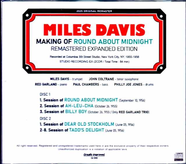 Miles Davis John Coltrane Miles Davis John Coltrane/Making of Round About Midnight Remastered