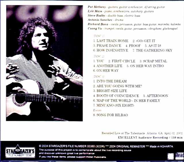 Pat Metheny Group Lyle Mays, Richard Bona Pat Metheny Richard Bona/GA, USA 2002 Remastered