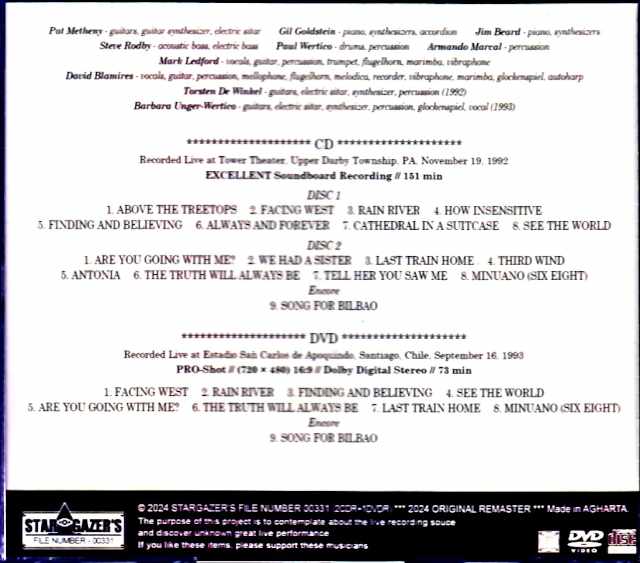 Pat Metheny Secret Story Band Pat Metheny/PA,USA 1992 & more