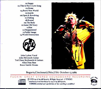 Public Image Limited / OH, USA 10.17.1989 Soundboard Edition