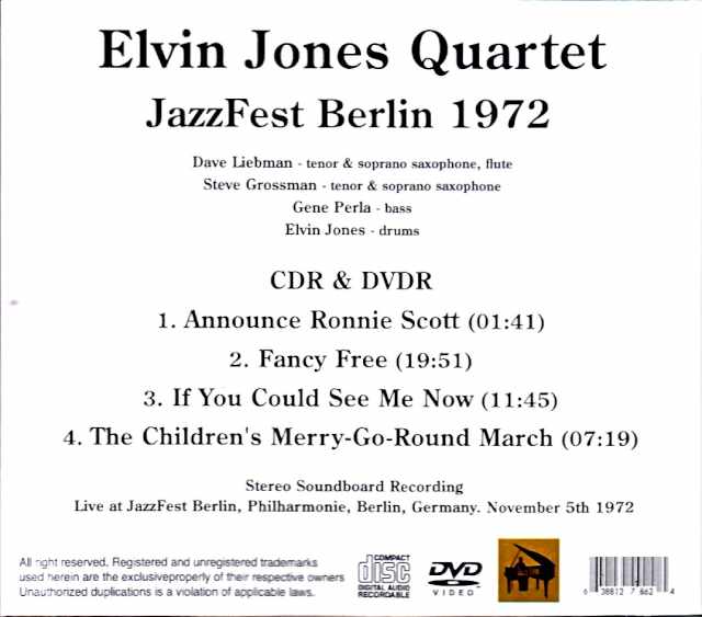 Elvin Jones Quartet Elvin Jones/Germany 1972 Soundboard Edition & more