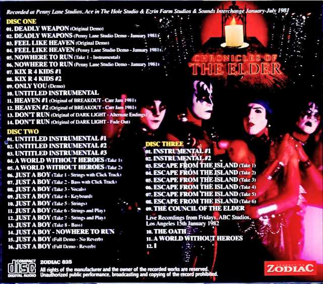 Kiss/Elder: Demon World Battle Unreleased studio material from the recording sessions