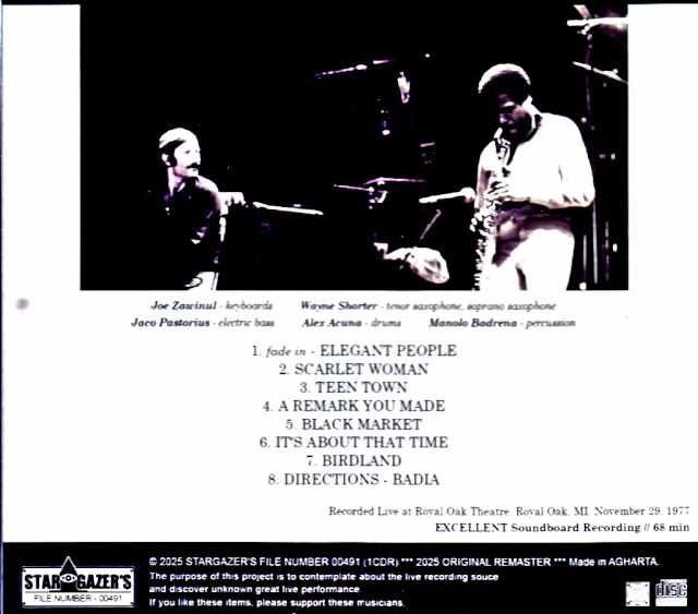 Weather Report/MI,USA 1977 Soundboard Edition