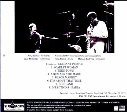 Weather Report/MI,USA 1977 Soundboard Edition