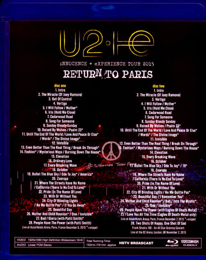 U2/France 12.6 & 7.2015 Blu-Ray Version