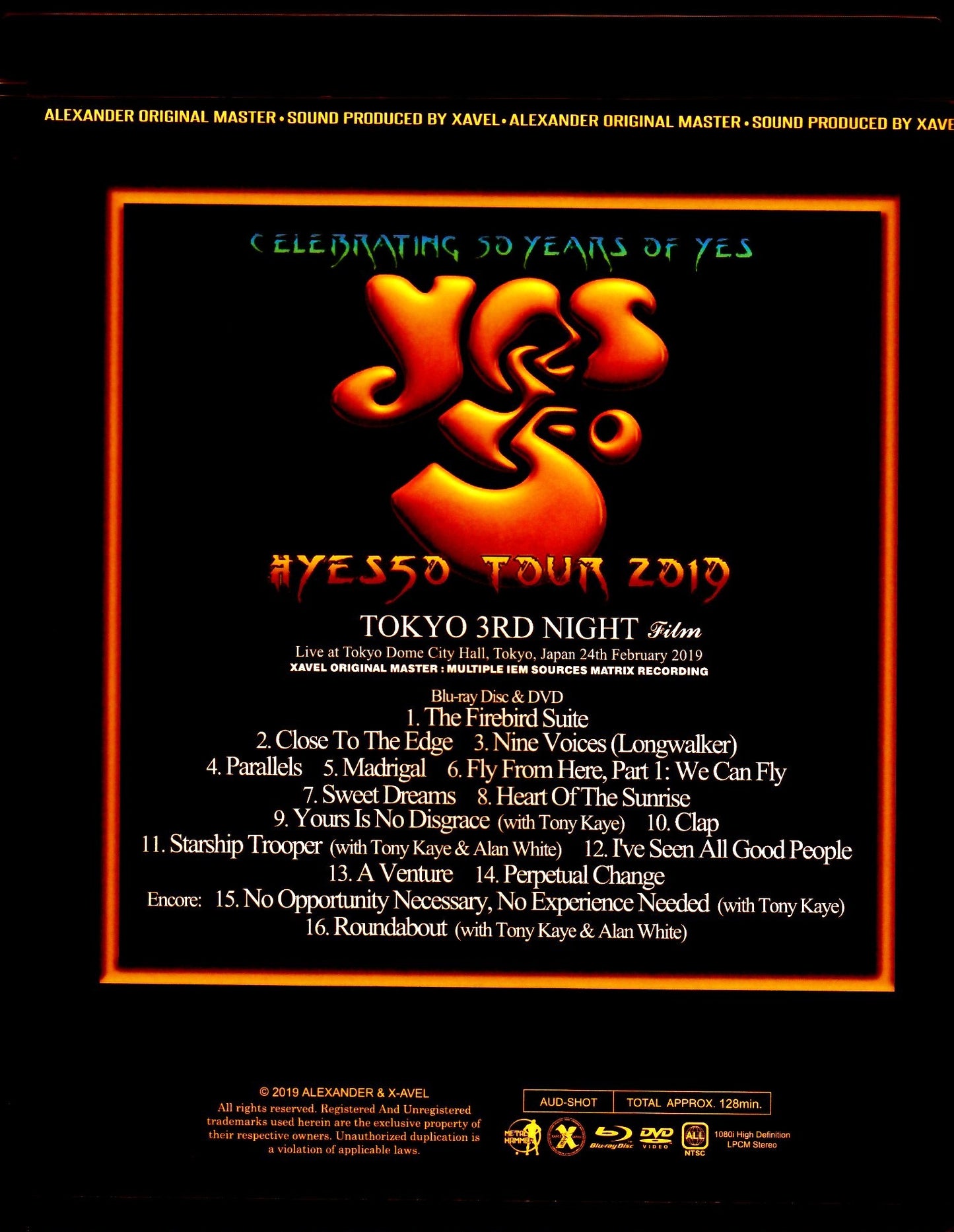 Yes/Tokyo,Japan 2.24.2019 Blu-Ray & DVD Ver.