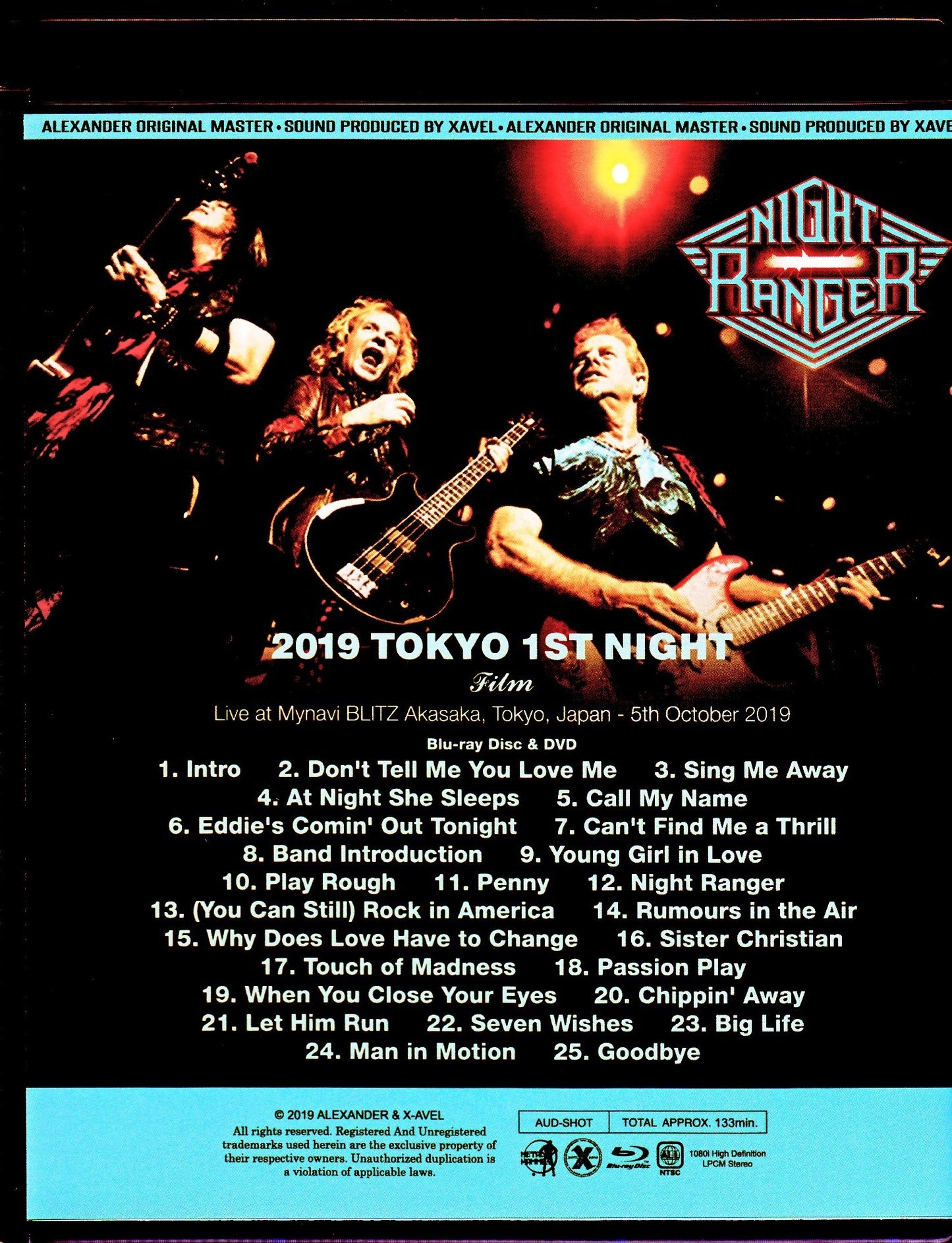 Night Ranger/Tokyo,Japan 10.5.2019 Blu-Ray + DVD Ver