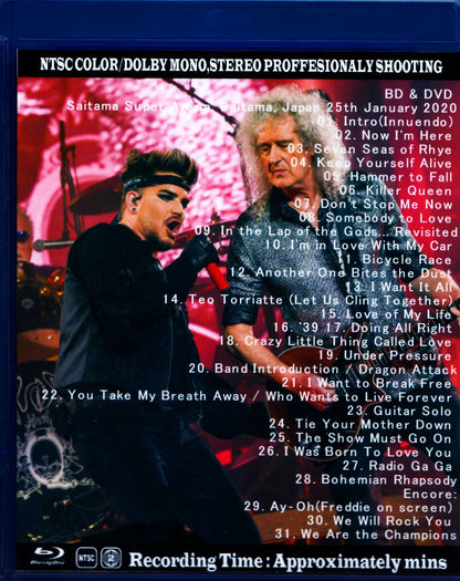 Queen,Adam Lambert/Saitama,Japan 1.25.2020 Blu-Ray+DVD