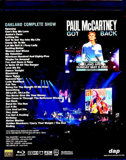 Paul McCartney/CA,USA 5.8.2022 Complete Blu-Ray Version