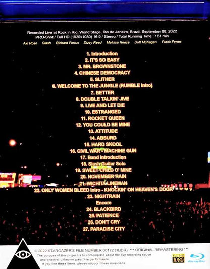 Guns N' Roses Guns N' Roses/Brazil 2022 Complete Blu-Ray Version