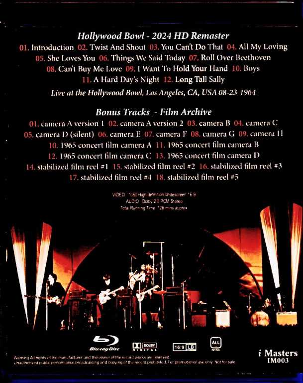 Beatles Live at the Hollywood Bowl CA,USA 1964 Remastered Blu-Ray Version