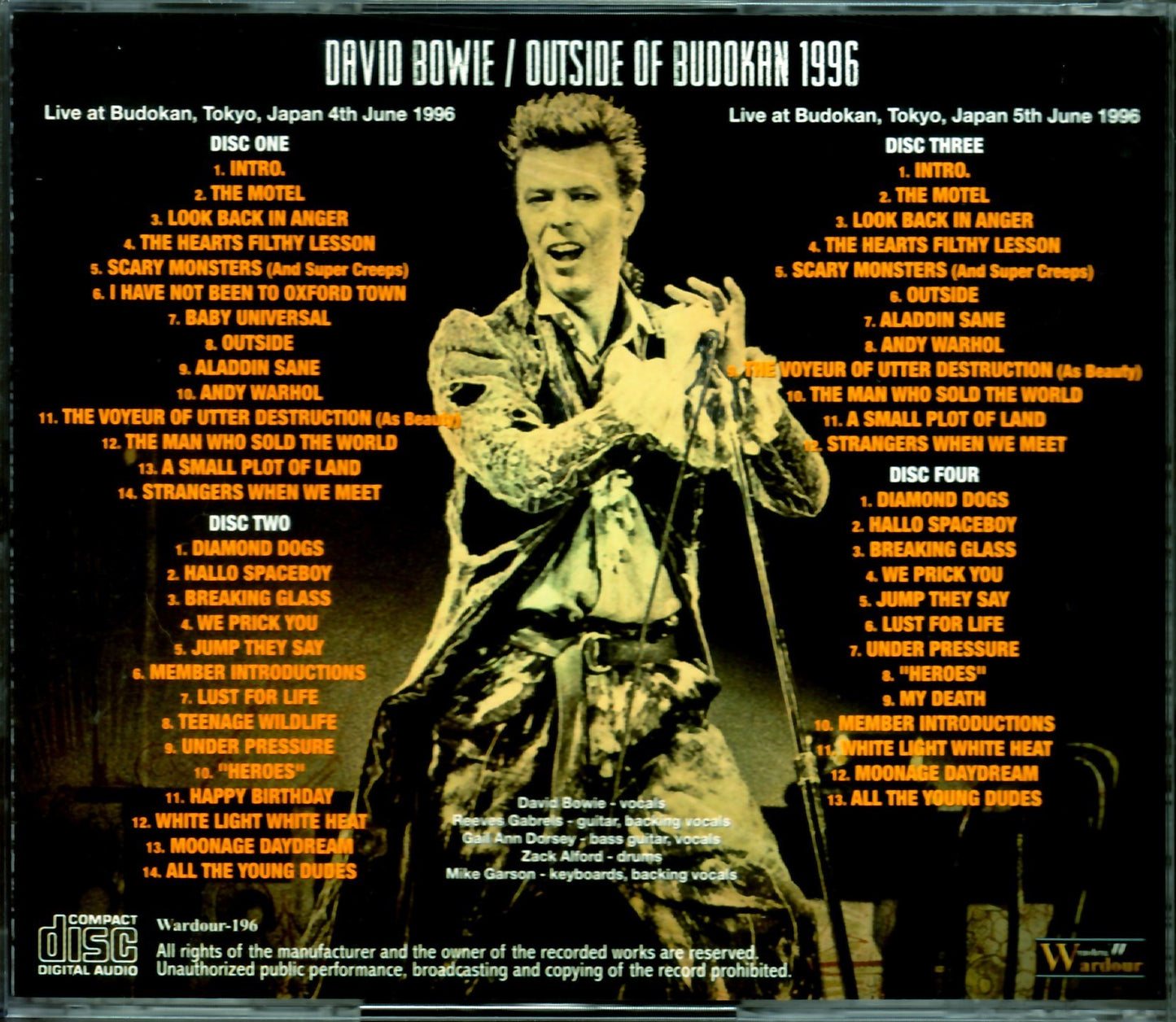 David Bowie/Tojyo,Japan 1996 2Days Complete