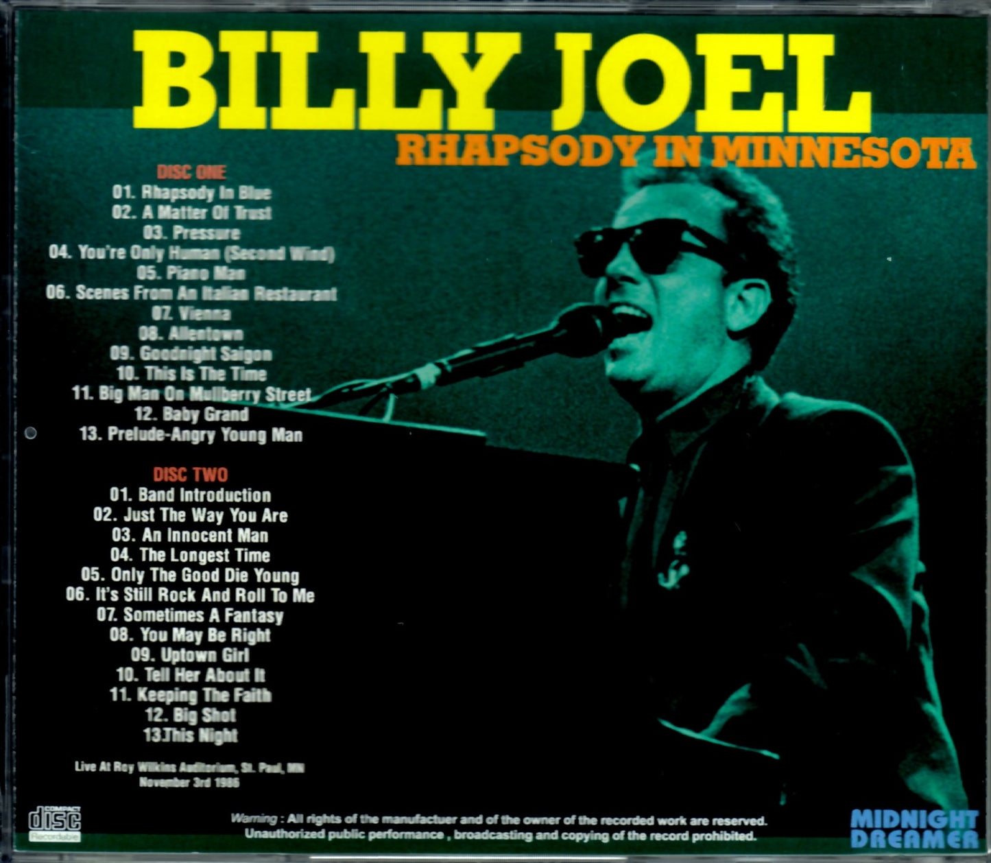 Billy Joel/Minnesota, USA 1986