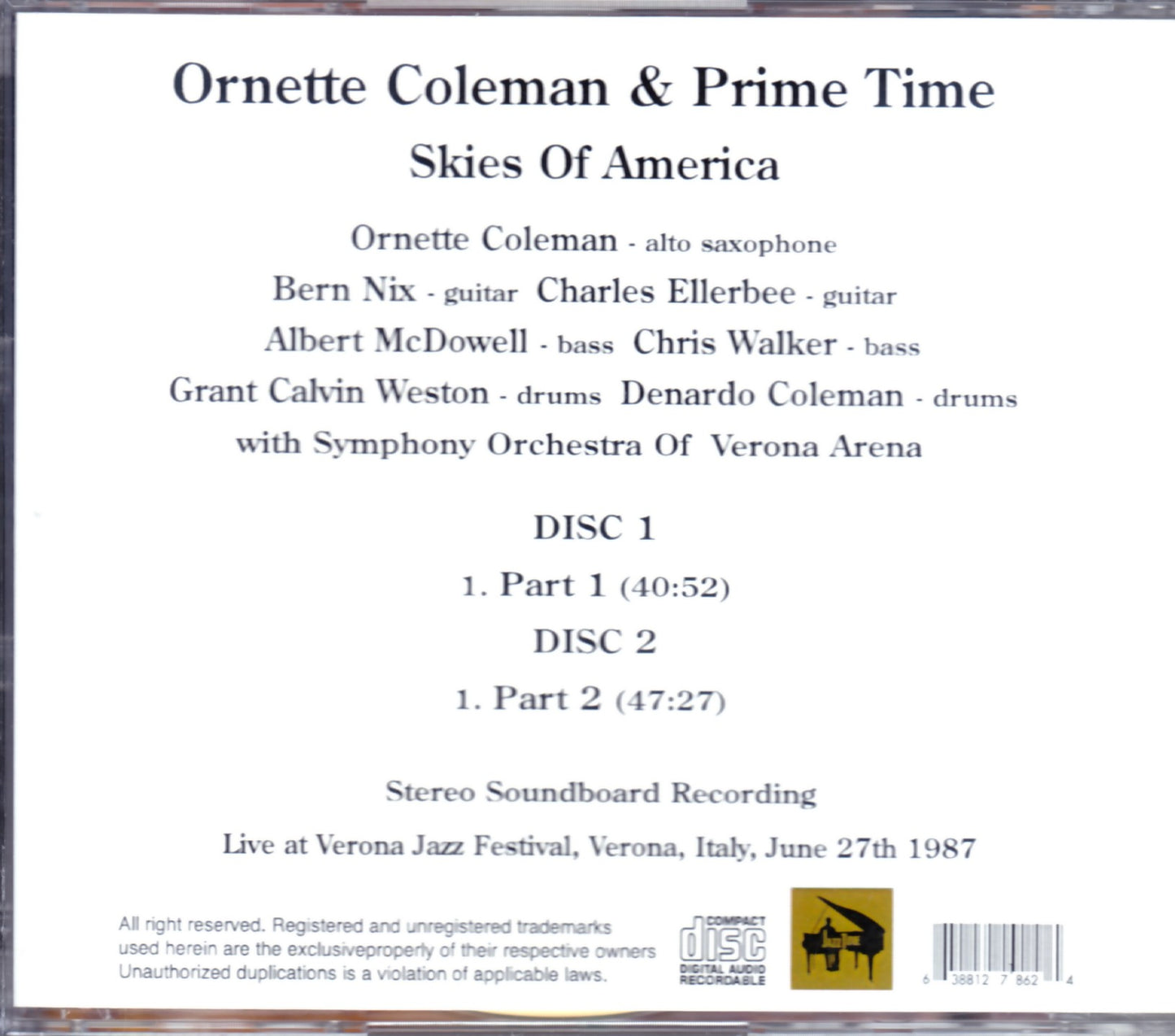 Ornette Coleman,Prime Time/Italy 1987