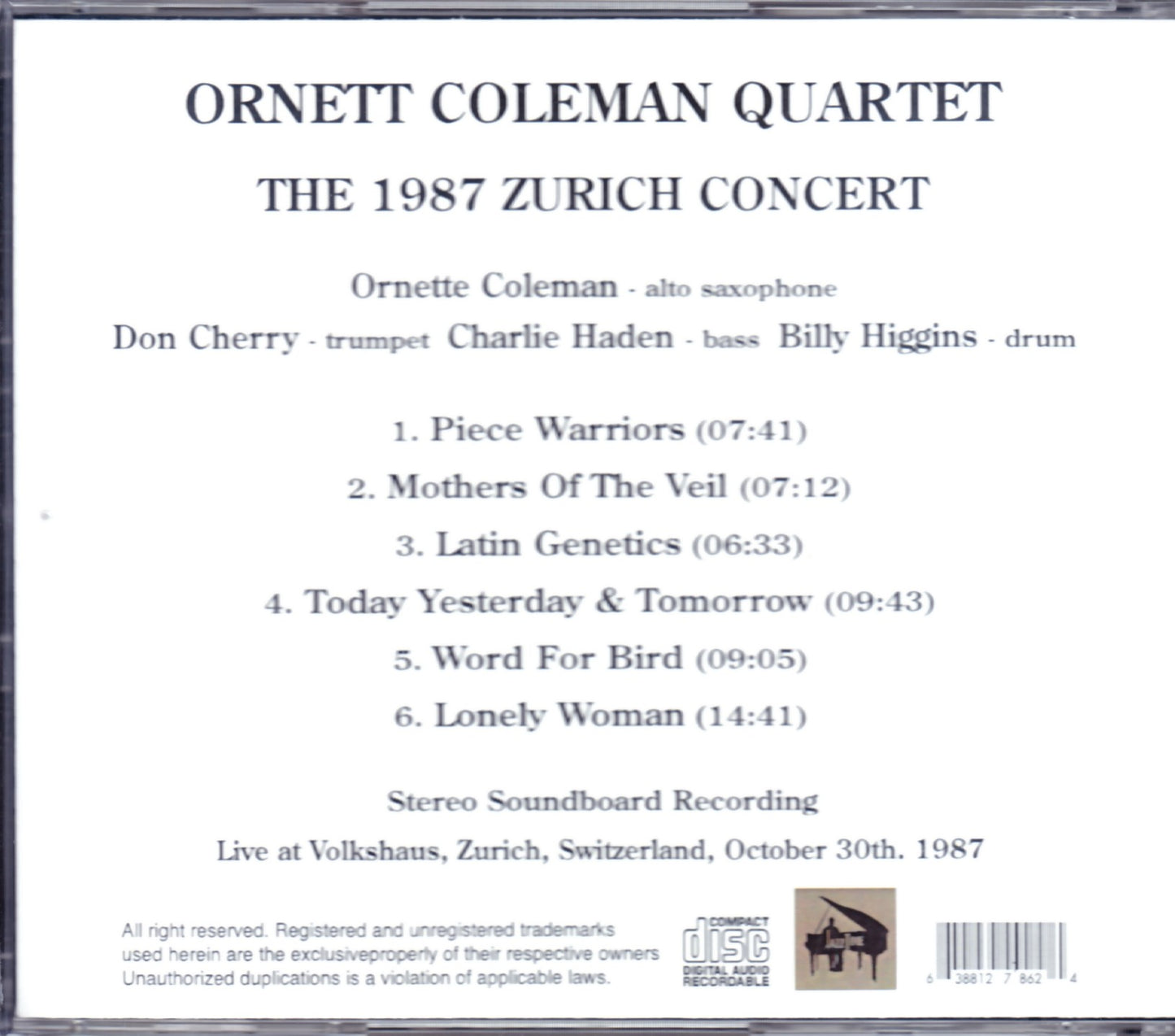 Ornett Coleman, Don Cherry/Switzerland 1987