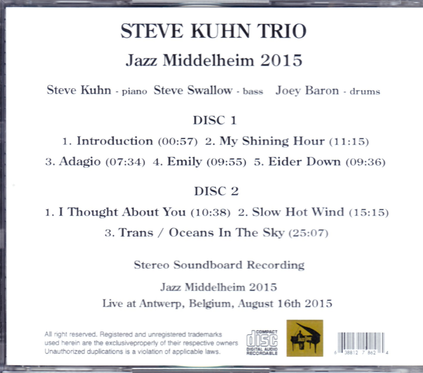 Steve Kuhn Trio/Belgium 2015