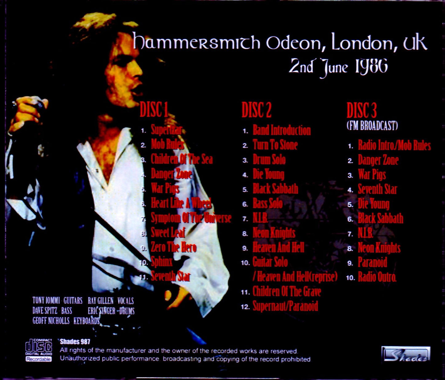 Black Sabbath/London,UK 1986 AUD & Broadcast 1st Gen Ver.