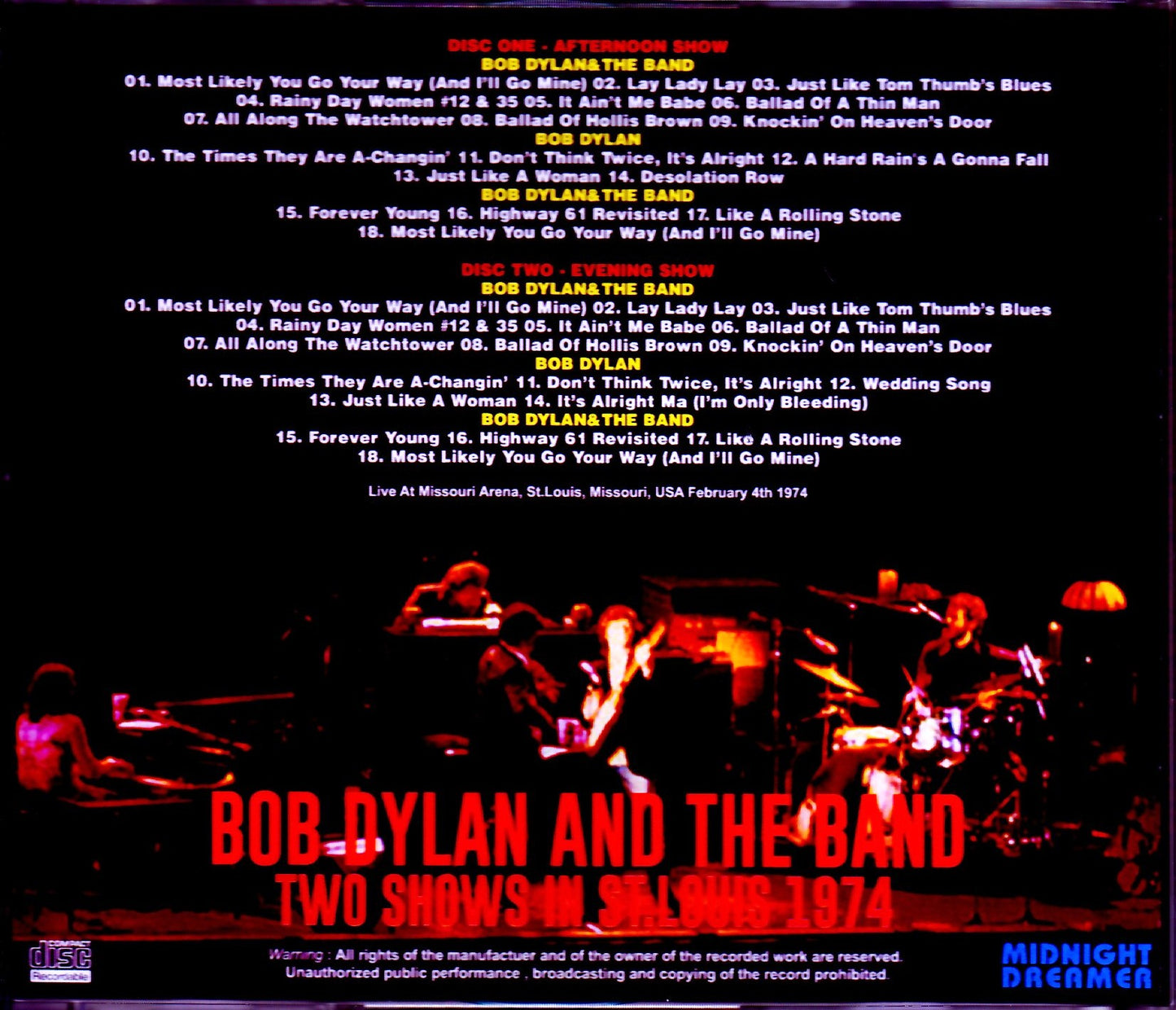 Bob Dylan/MO, USA 1974 2 Shows