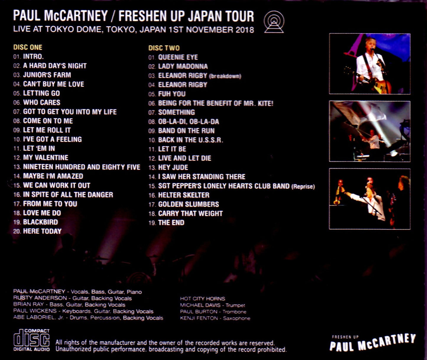 Paul McCartney/Tokyo,Japan 11.1.2018 Another Seat Ver.
