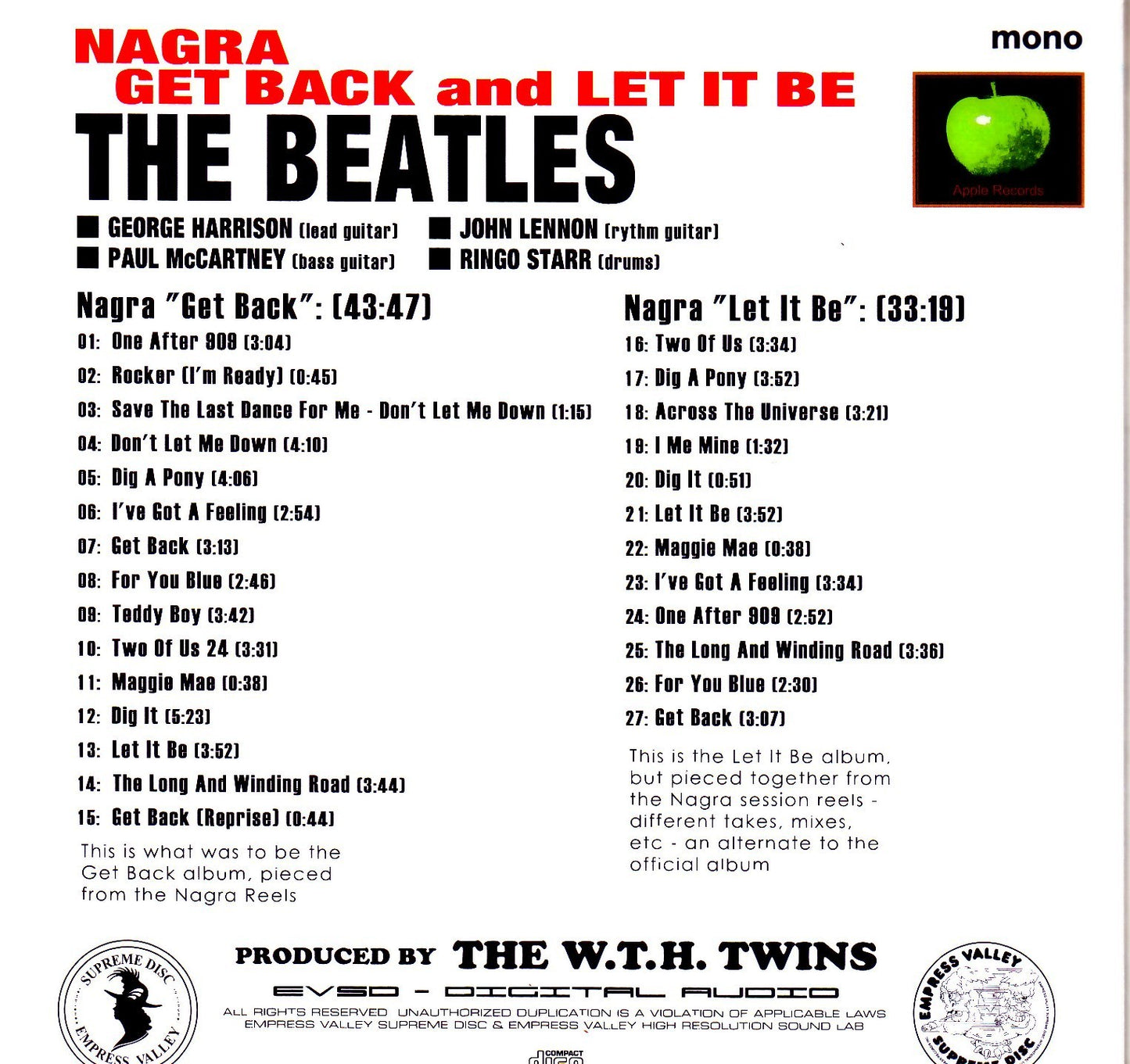 Beatles/Nagra Get Back and Let it Be
